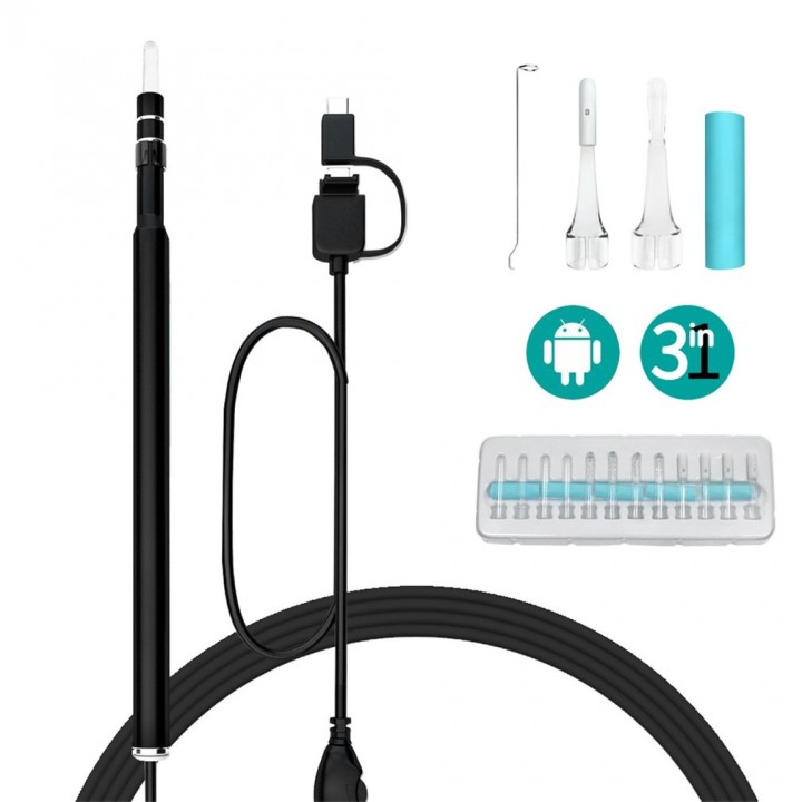 3 in 1 Ear Cleaner USB Endoscope 5.5mm Visual Earwax Clean Tool Camera 0.3MP