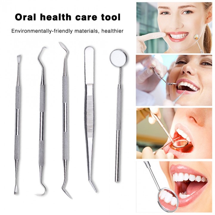 5PCS Oral Care Kit With Leather Storage Box Teeth Stain Tartar Remover Set