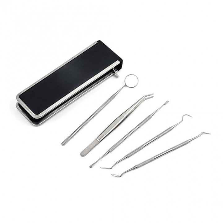 5PCS Oral Care Kit With Leather Storage Box Teeth Stain Tartar Remover Set
