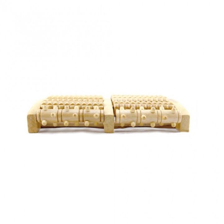 Dual Wooden Foot Massager Roller Reflexology Relax Stress Relief Foot Care