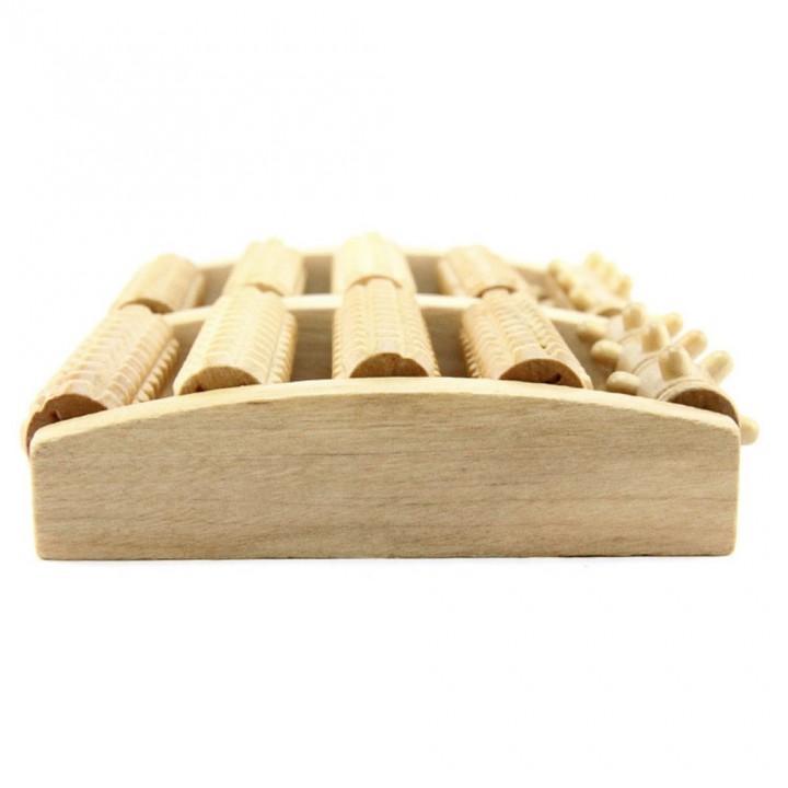 Dual Wooden Foot Massager Roller Reflexology Relax Stress Relief Foot Care