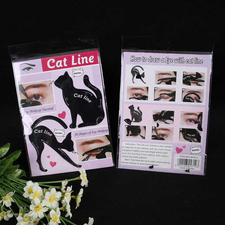 Cat Eye Tail Eyeliner Stencil Template Shaping Tools Eyebrows Template Card view 3