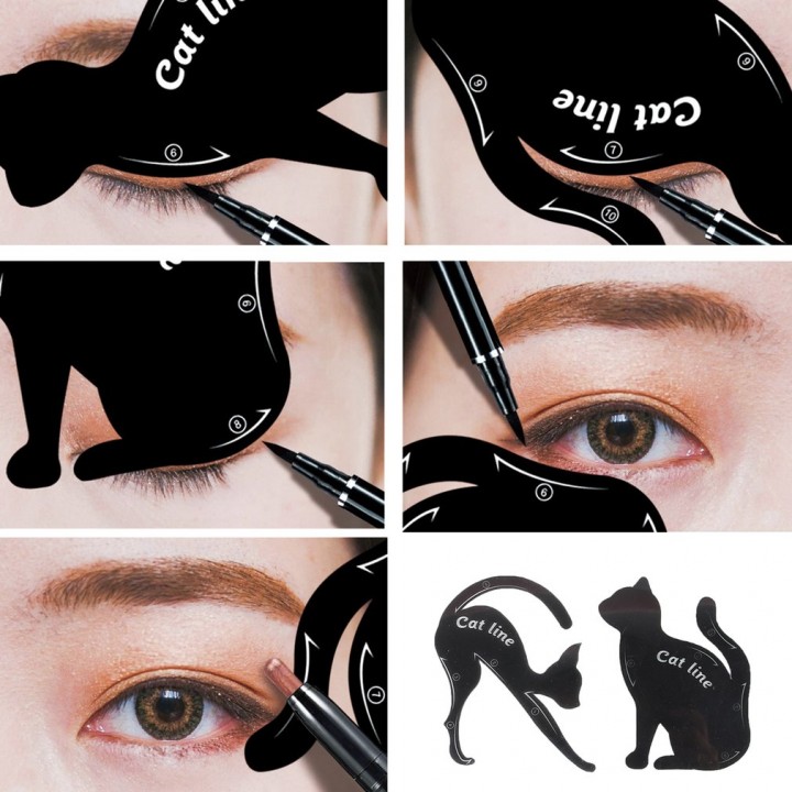 Cat Eye Tail Eyeliner Stencil Template Shaping Tools Eyebrows Template Card view 4