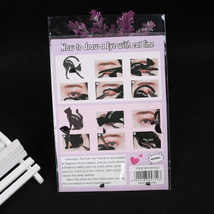 Cat Eye Tail Eyeliner Stencil Template Shaping Tools Eyebrows Template Card view 5