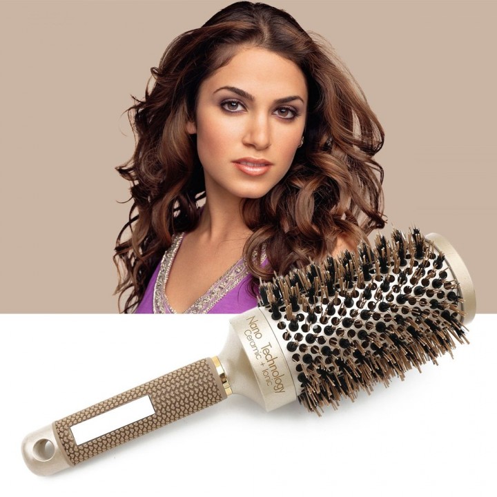 Ceramic Aluminium Hair Comb Round Brush Nylon & Bristle Hairdressing Brush