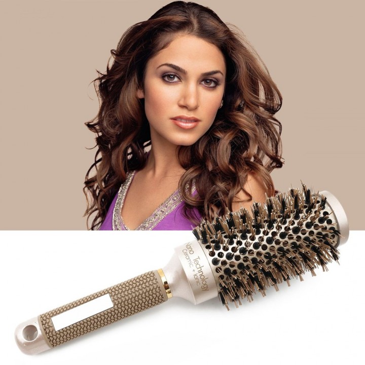 Ceramic Aluminium Hair Comb Round Brush Nylon & Bristle Hairdressing Brush
