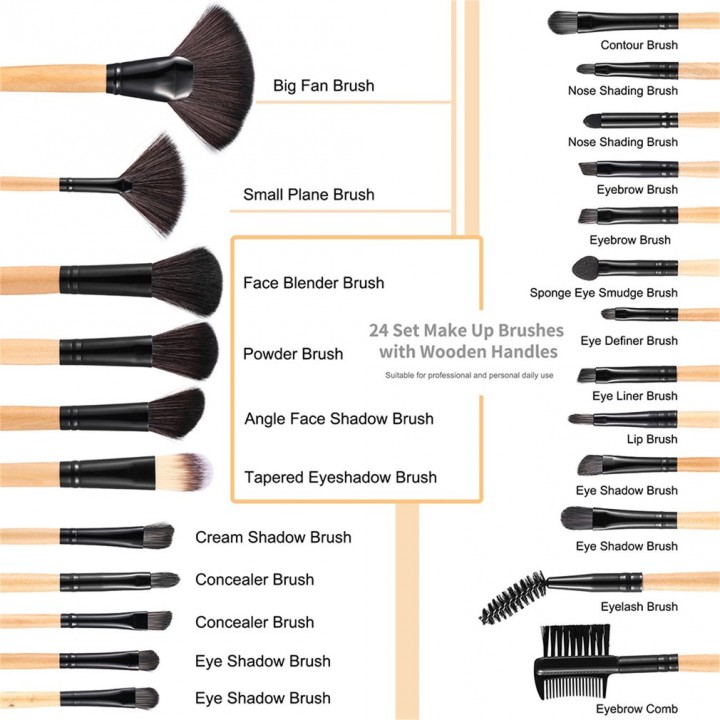 24PCS/SET Facial Makeup Brush Cosmetic Tool Kit Eyeshadow Powder Brush Set