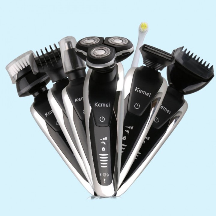 KEMEI 7 in 1 Men's Rechargable Beard Trimmer Electric Shaver Barbeador