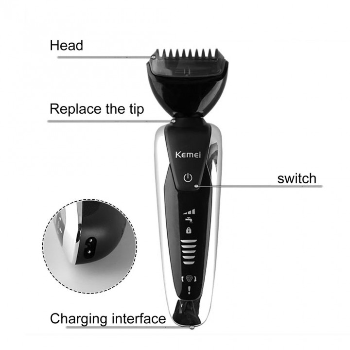 KEMEI 7 in 1 Men's Rechargable Beard Trimmer Electric Shaver Barbeador
