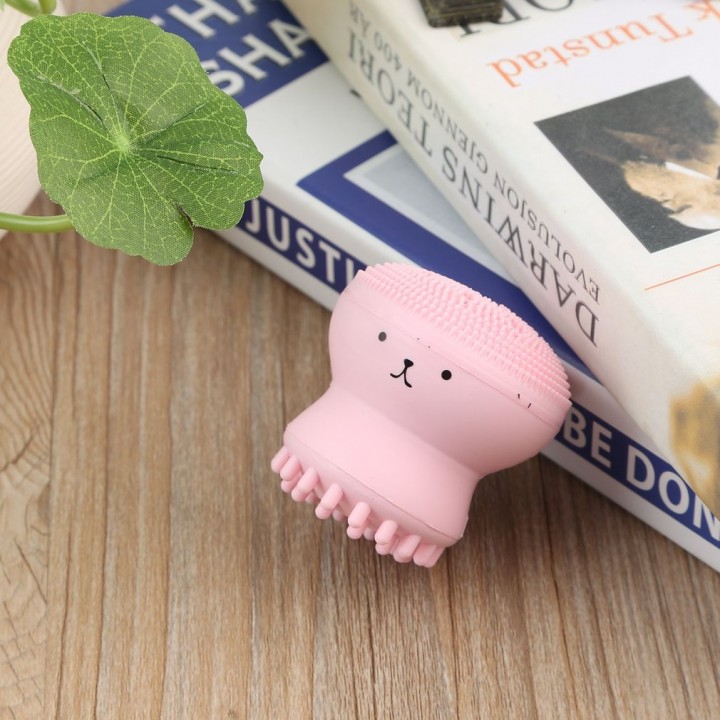 Cute Animal Small Octopus Shape Silicone Facial Cleaning Brush Exfoliator