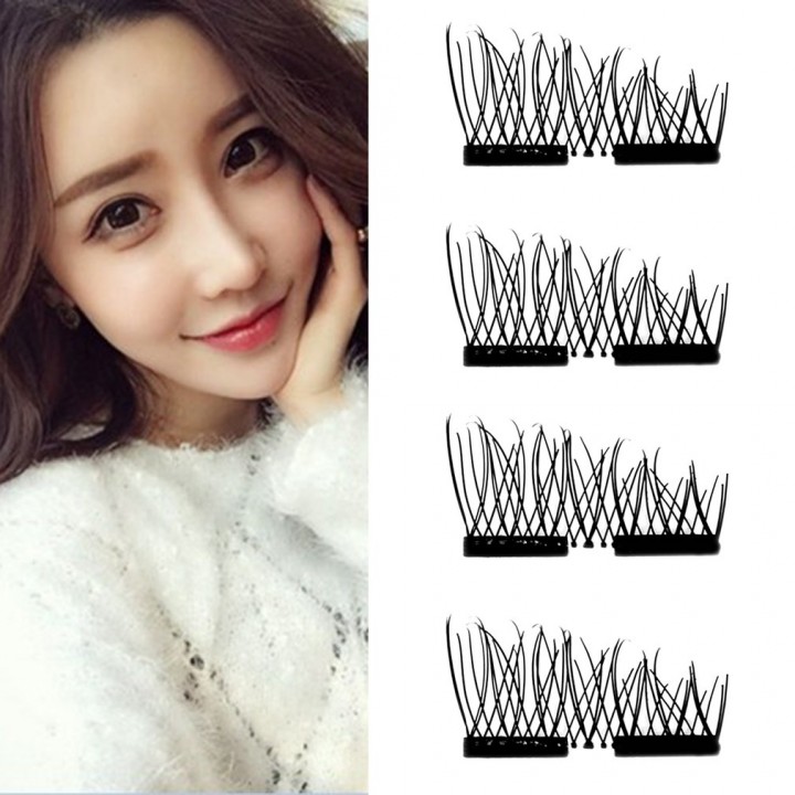 4Pcs/2Pairs 3D Magnetic False Eyelashes Natural Thick Long Cosmetic Eye Lashes view 3
