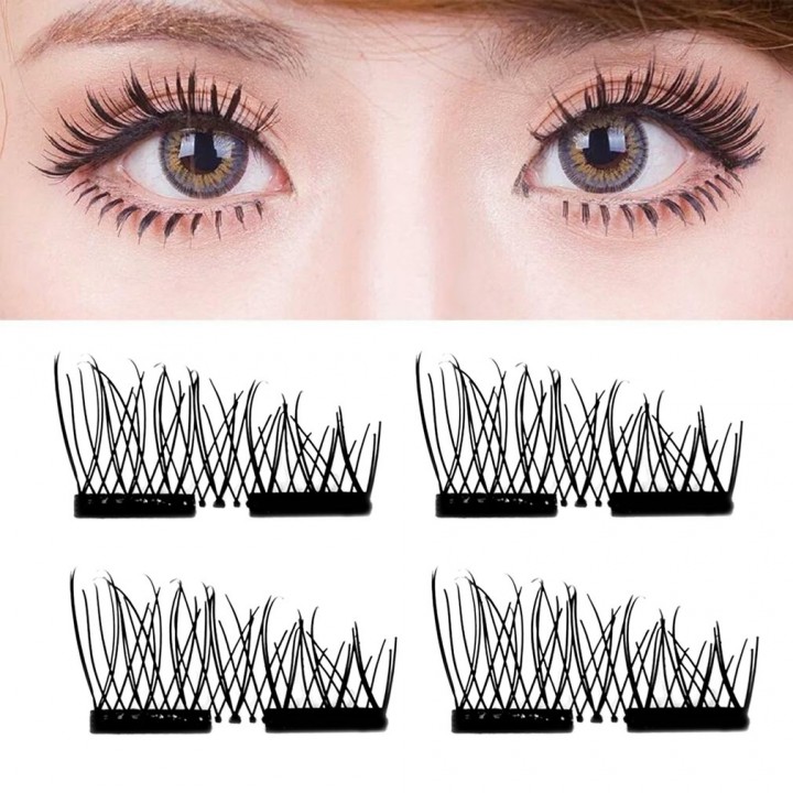 4Pcs/2Pairs 3D Magnetic False Eyelashes Natural Thick Long Cosmetic Eye Lashes view 5