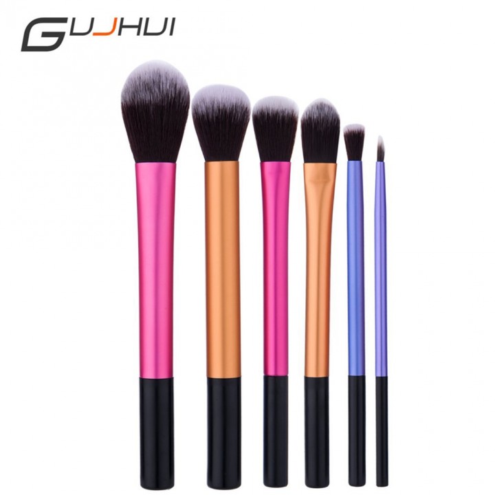 Long Straight Foundation Brush Cosmetic Brushes 6pcs Set Blending Powder