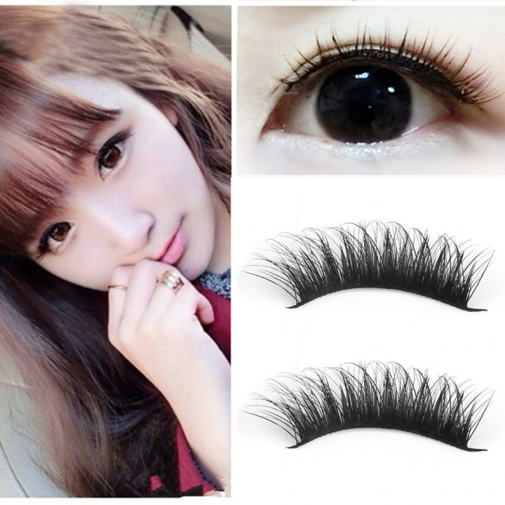 F57 Handmade False Eyelash Without Trace Transparent Stem Pure Manual view 3