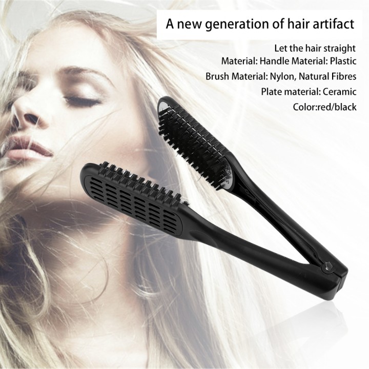 Ceramic Straightening Comb Double Sided Brush Clamp Hair Comb Hairstylig Tool
