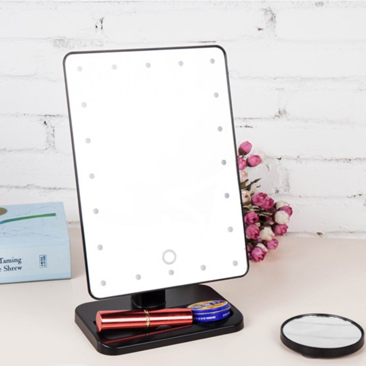 Magnifier LED Touch Screen Makeup Mirror Portable 20 LEDs Lighted Cosmetic