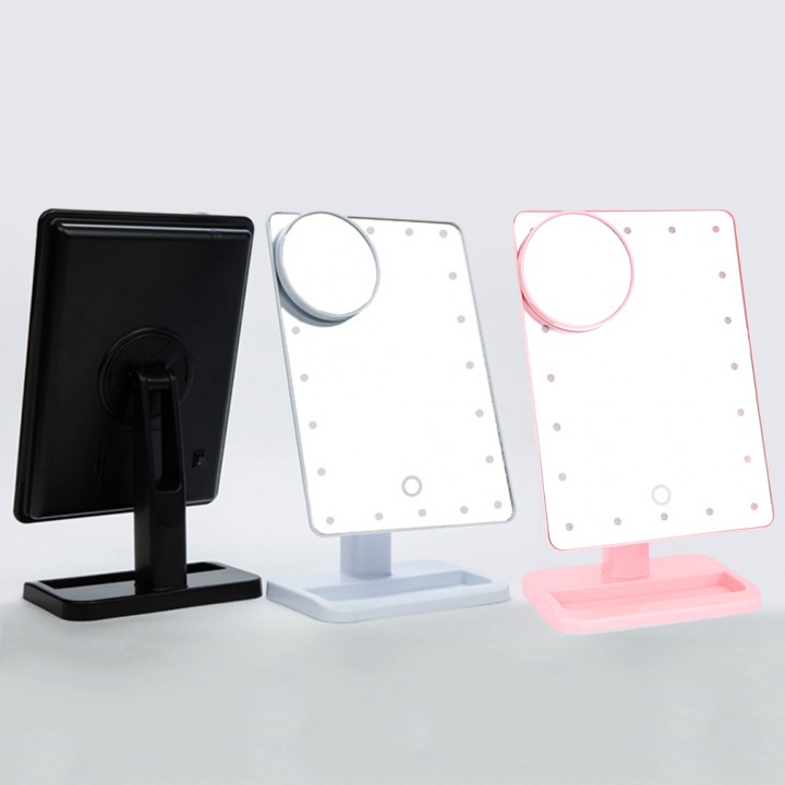 Magnifier LED Touch Screen Makeup Mirror Portable 20 LEDs Lighted Cosmetic