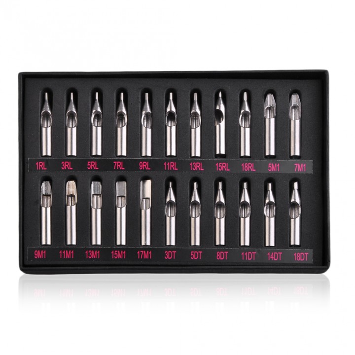 22pcs Sizes Tattoo 304 Stainless Steel Tattoo Nozzle Tips for Needles Kit