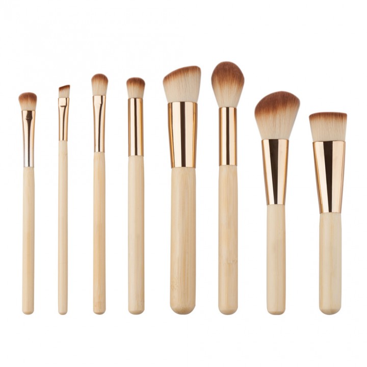 8PCS Professional Golden Tube Makeup Brushes Facial Daily Makeup Tools