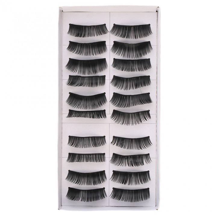10 Pairs Thick False Eyeflashes Dense Fake Lashes Individual Black view 2