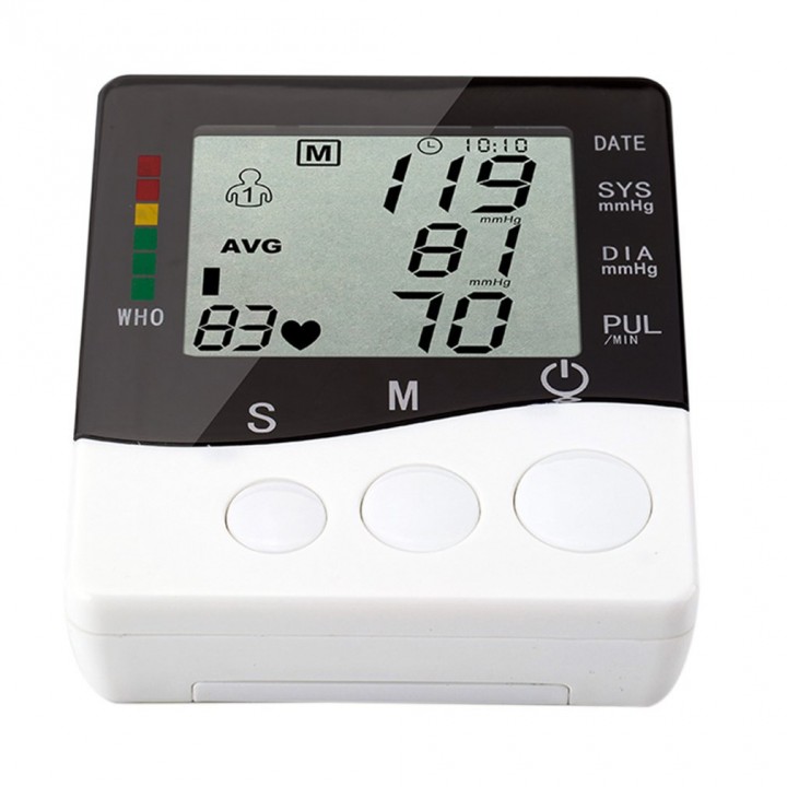 Digital LCD Wrist Blood Pressure Monitor Heart Beat Rate Pulse Measure Device