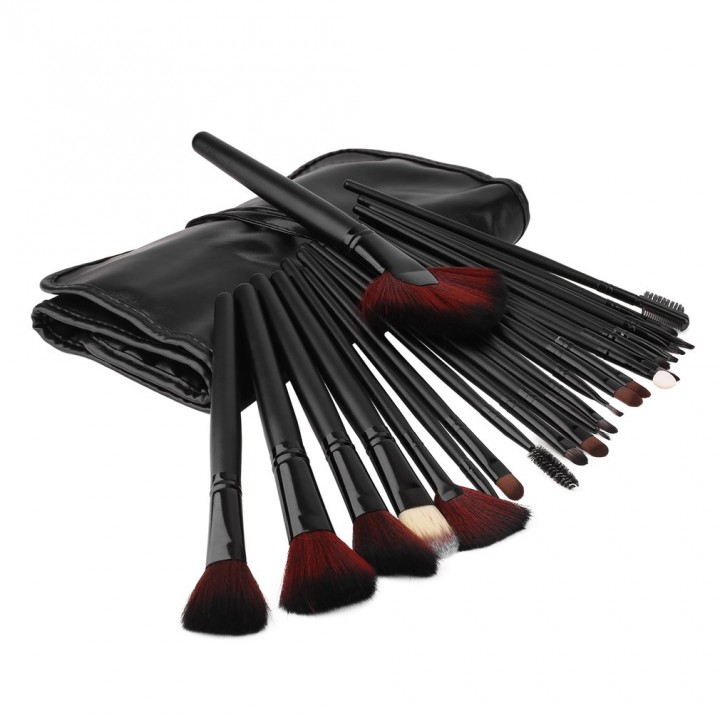 24Pcs Cosmetic Brush Foundation Powder Eyeshadow Brushes Set with Puff