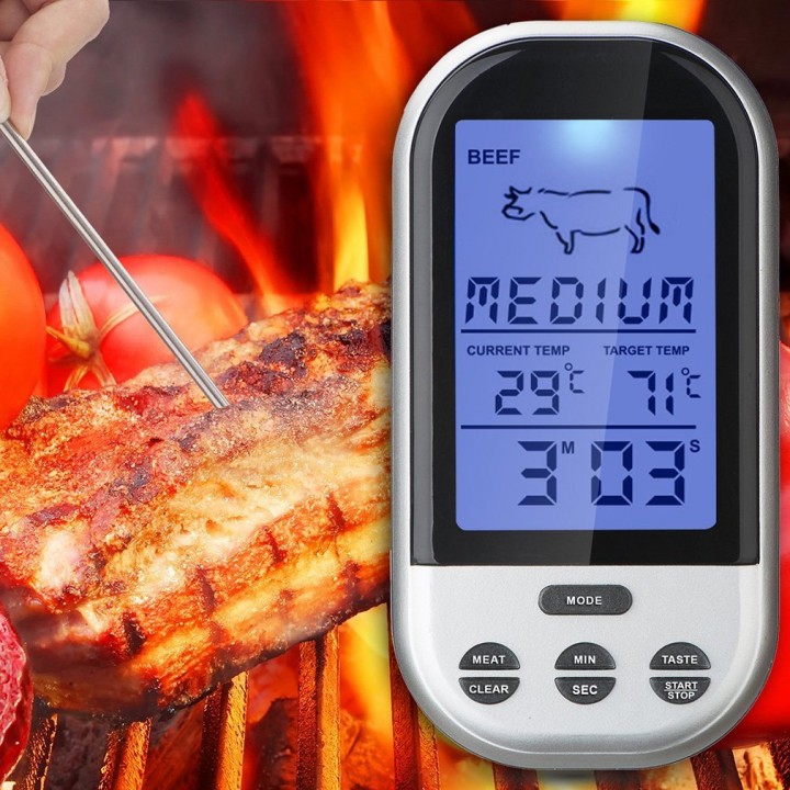 Wireless Remote Smoker Meat Food Thermometer Kitchen Cooking Oven BBQ + Dock