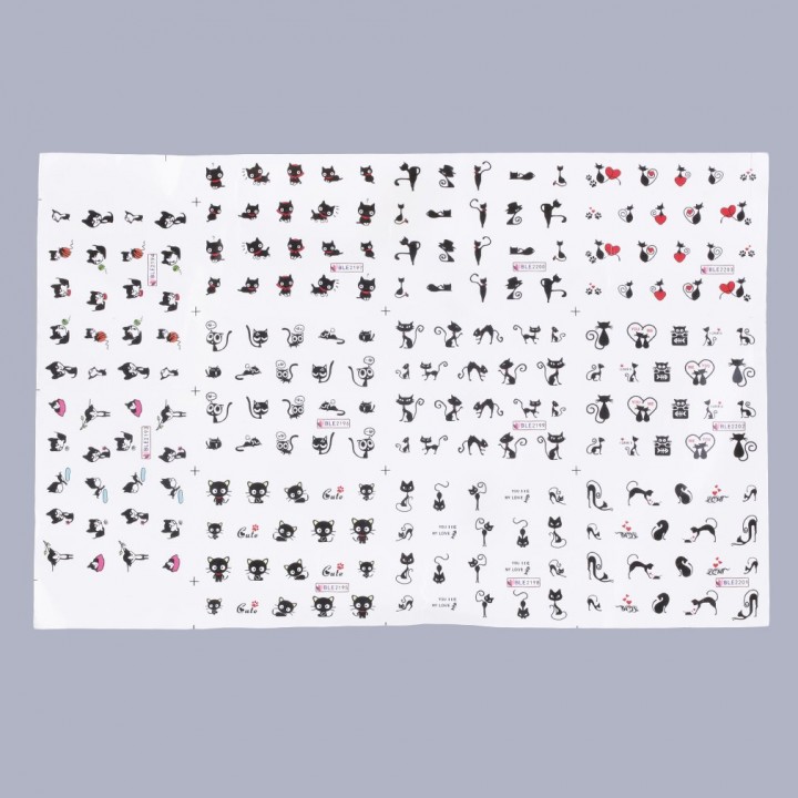 1 Sheet 3D Cartoon Cute Cat Nail Art Sticker Manicure Decal Tips DIY