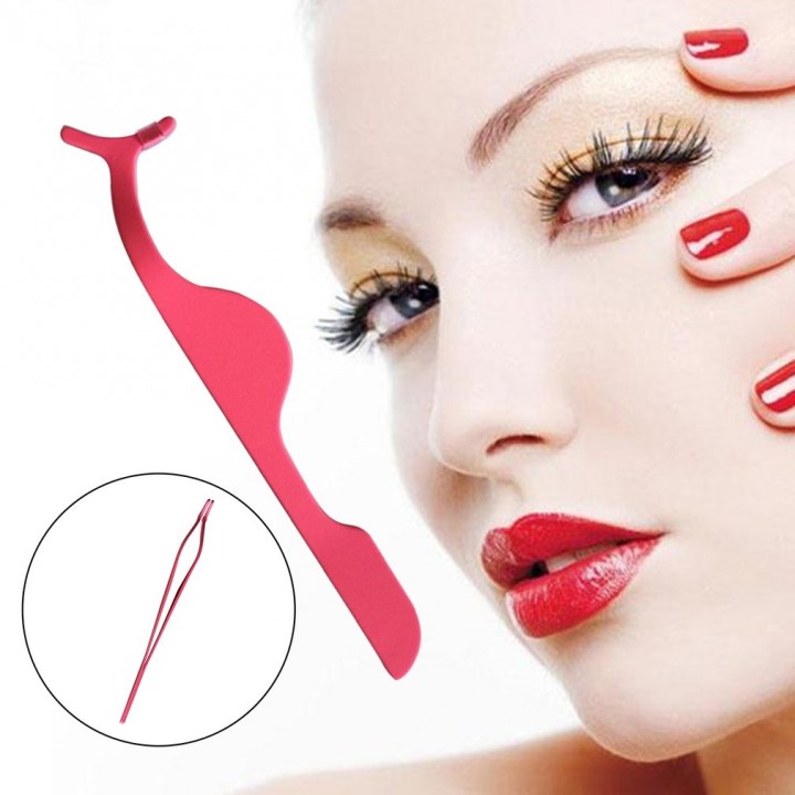 Multifunctional False Eyelashes Stainless Steel Auxiliary Clip Tweezers Tool view 3
