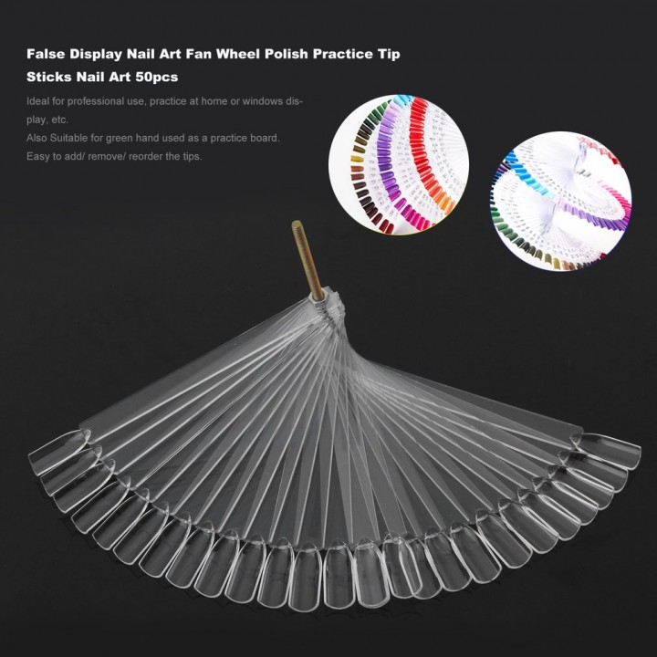 False Display Nail Art Fan Wheel Polish Practice Tip Sticks Nail Art 50pcs view 4