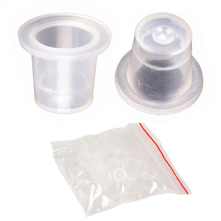 100Pcs Profession Tattoo Pigment Ink Cup Caps Small Medium Transparent