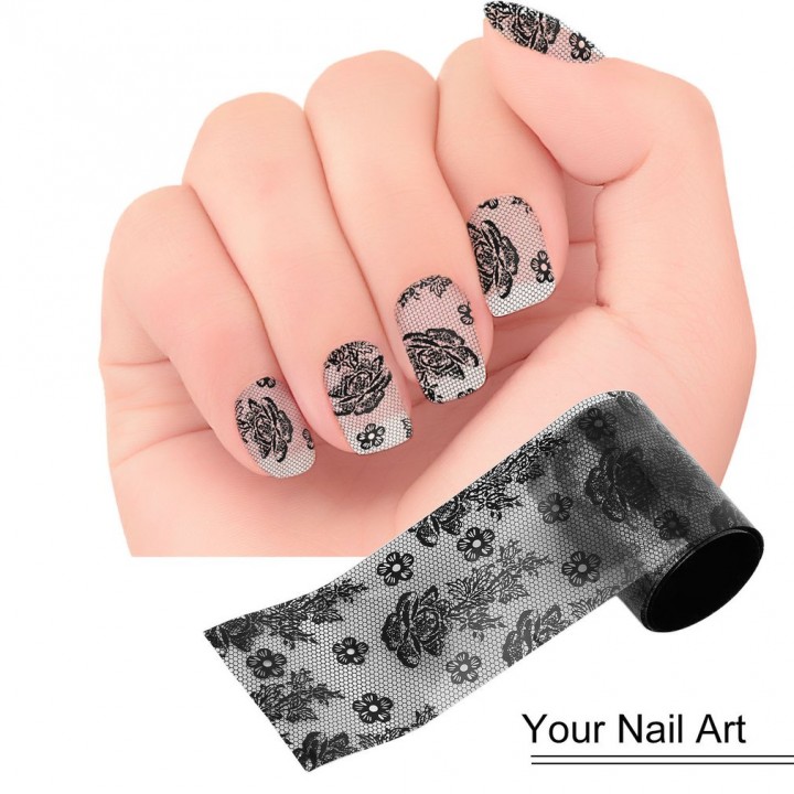 3D Black Lace Nail Art Foil Stickers Flower Nail Decals Tips Manicure Tool view 4