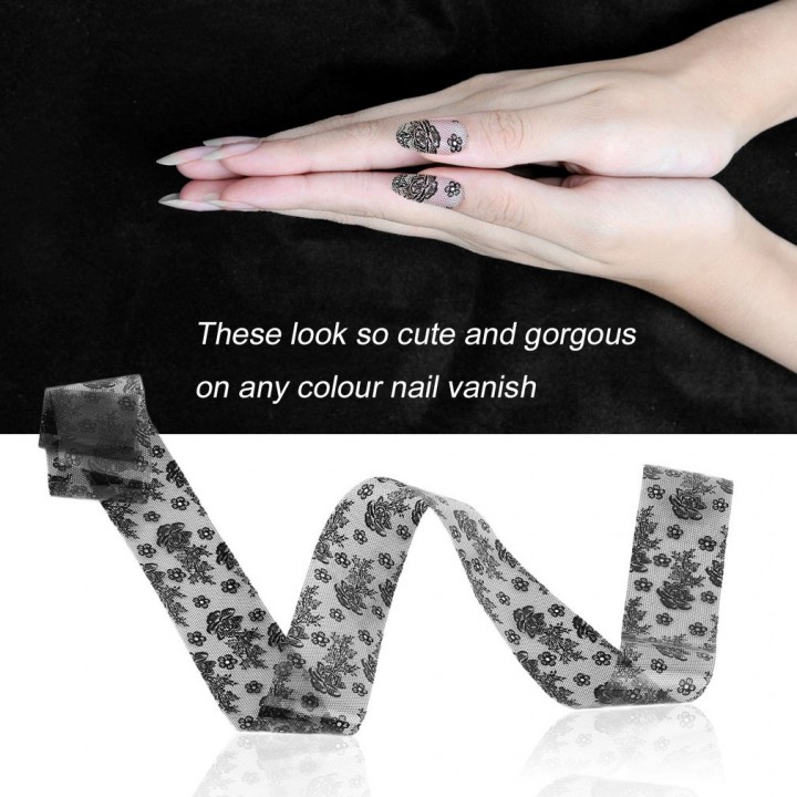 3D Black Lace Nail Art Foil Stickers Flower Nail Decals Tips Manicure Tool view 5