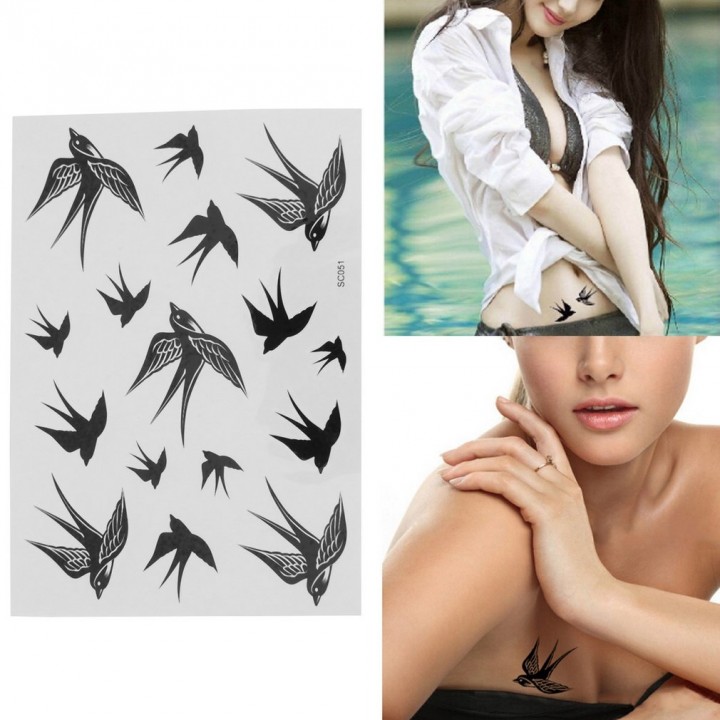 1 Sheet Swallow Bird Design Temporary Tattoo Paste Tattoos Makeup Sticker view 3