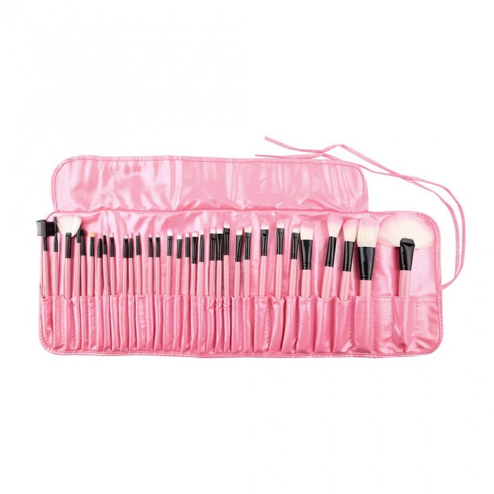 Pink Pro 32Pcs Superior Soft Cosmetic Makeup Brush Set Kit + Pouch Bag