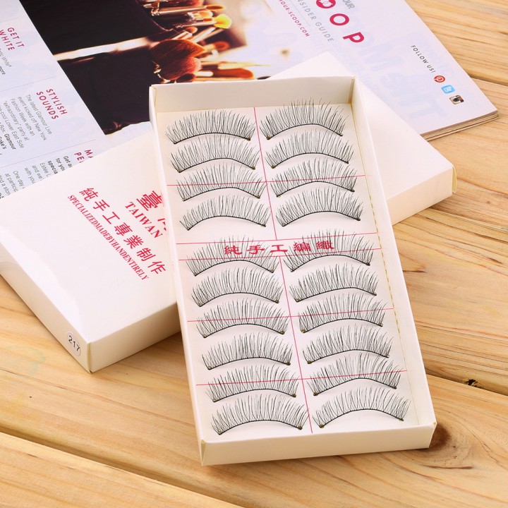1set/10 Pairs Handmade Fake False Eyelash Lashes Natural Transparent Black view 4