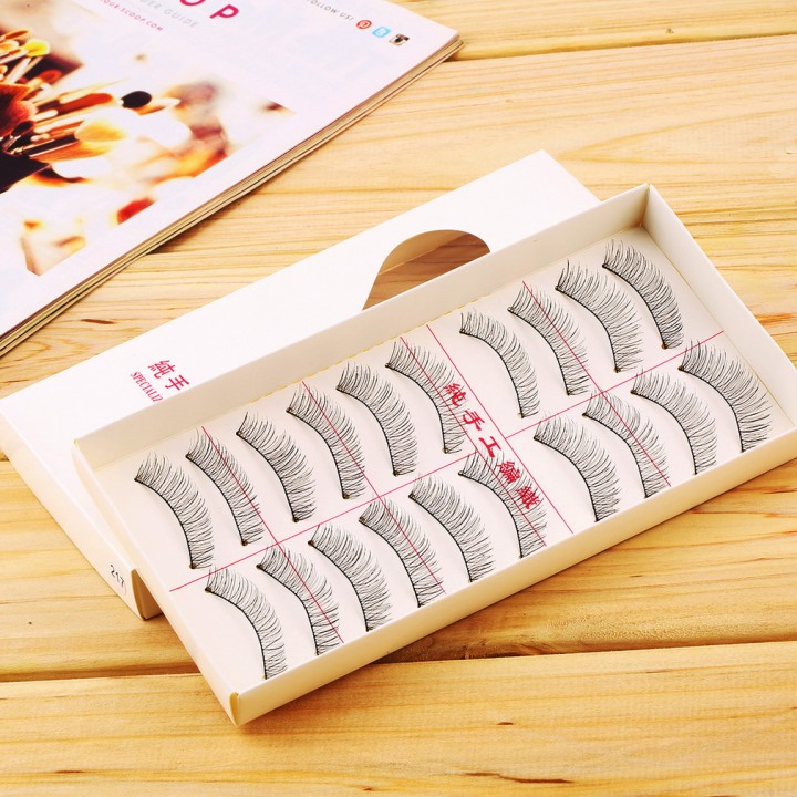 1set/10 Pairs Handmade Fake False Eyelash Lashes Natural Transparent Black view 5