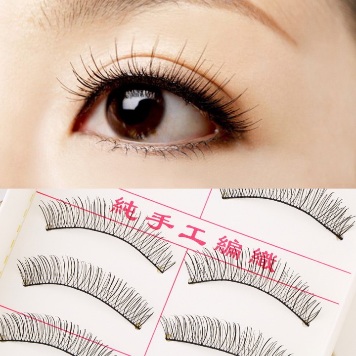 1set/10 Pairs Handmade Fake False Eyelash Lashes Natural Transparent Black view 6