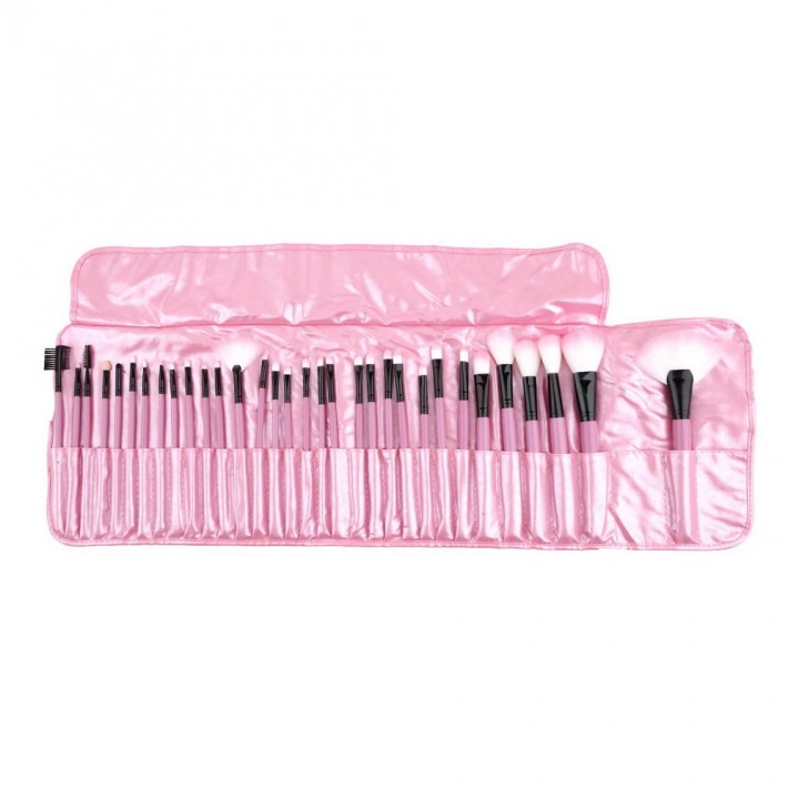 PINK Pro 32Pcs Pouch Bag Case Superior Soft Cosmetic Makeup Brush Set Kit