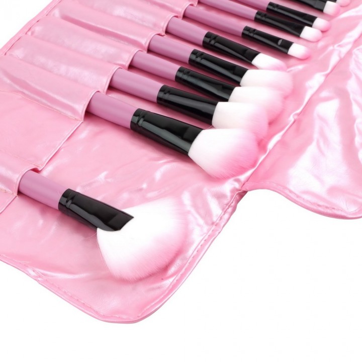 PINK Pro 32Pcs Pouch Bag Case Superior Soft Cosmetic Makeup Brush Set Kit