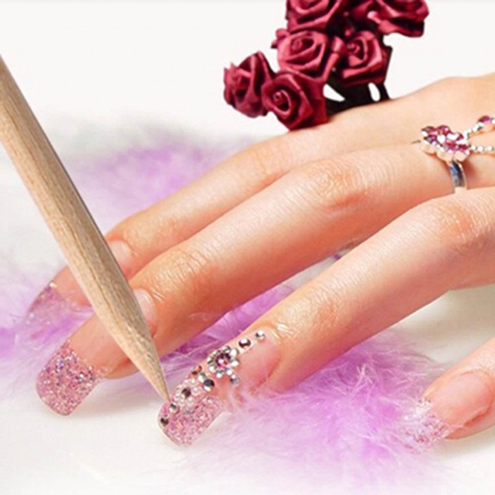 100Pcs Nail Art Orange Wood Stick Cuticle Pusher Remover Nails Care Tool