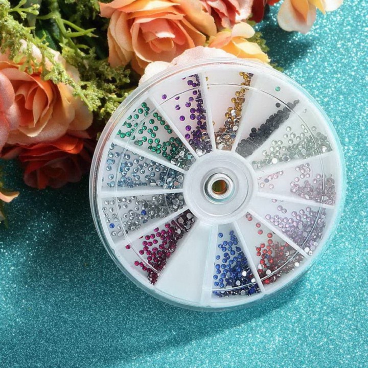 12 Colors Super Shiny 1.5mm 3600pcs Nail Art 3D DIY Rhinestones Decoration