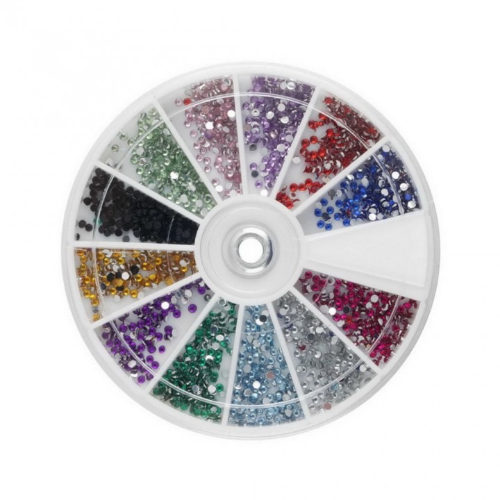 12 Colors Super Shiny 1.5mm 3600pcs Nail Art 3D DIY Rhinestones Decoration