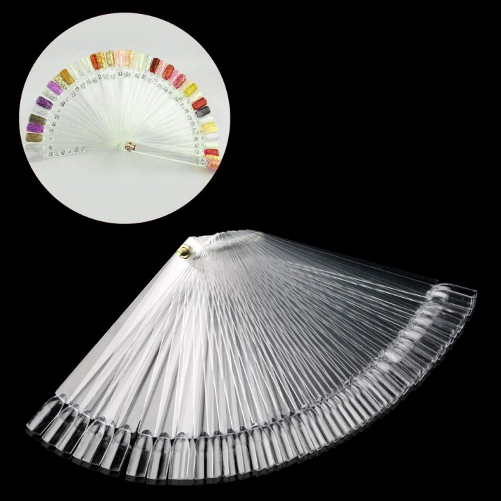50 Transparent False Nail Art Tips Stick Display Practice Fan Board