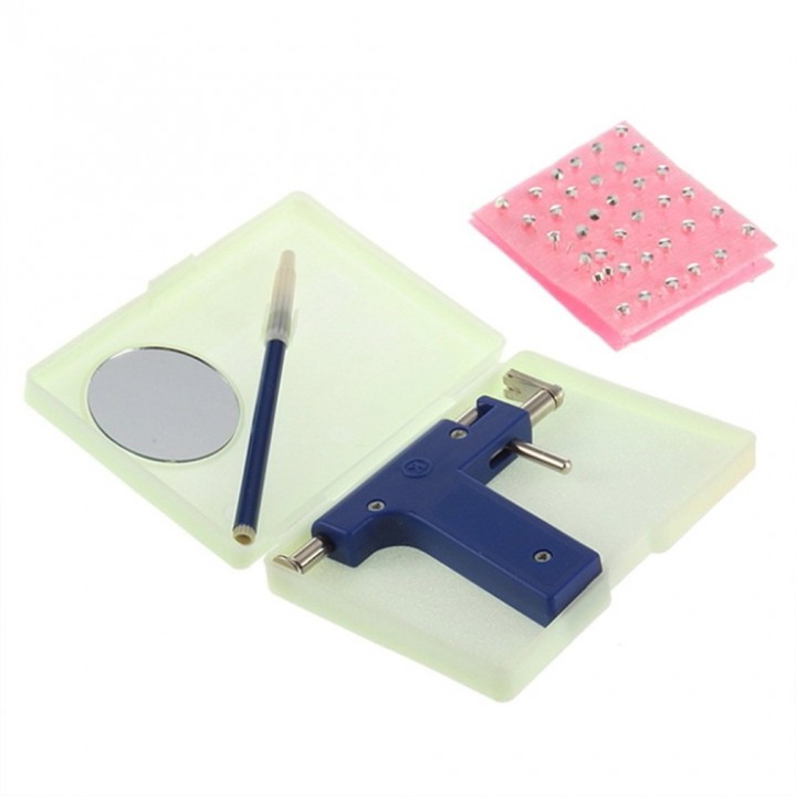 Professional Steel Ear Nose Navel Body Piercing Gun 72pcs Studs Tool Kit Set