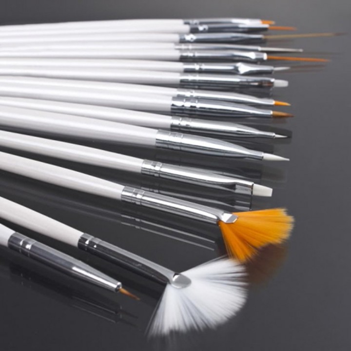 15Pcs Cosmetic Nail Art Polish Painting Draw Pen Brush Tips Tools Set UV Gel