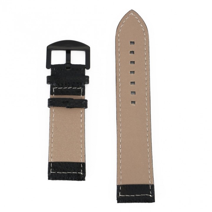 Men PU Leather Military Watch Strap Watch Band Stainless Steel Buckle 24MM