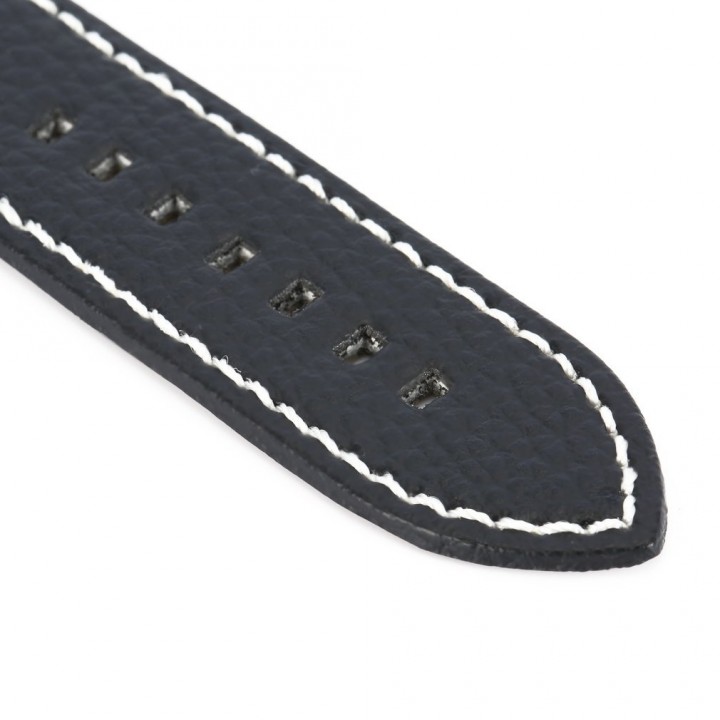 Men PU Leather Military Watch Strap Watch Band Stainless Steel Buckle 24MM