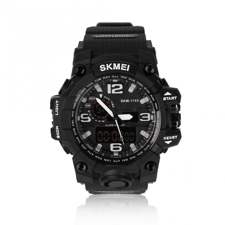 Skmei Waterproof Dual Time Digital Sports Watch Shock Resistant PU Strap Watch