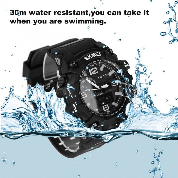 Skmei Waterproof Dual Time Digital Sports Watch Shock Resistant PU Strap Watch